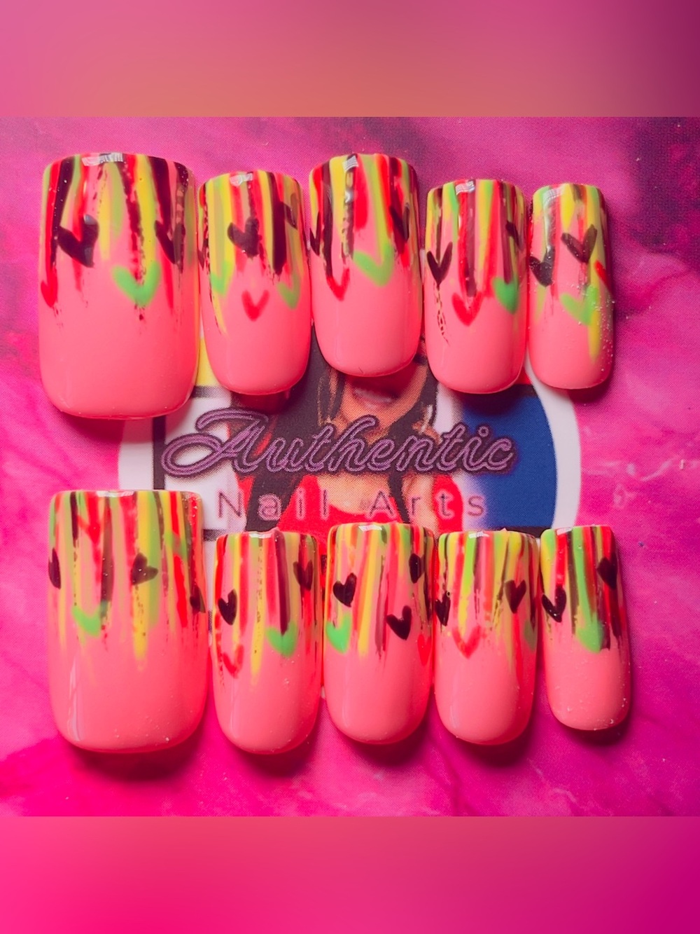 Juneteenth Heart Drip Press-On Nails